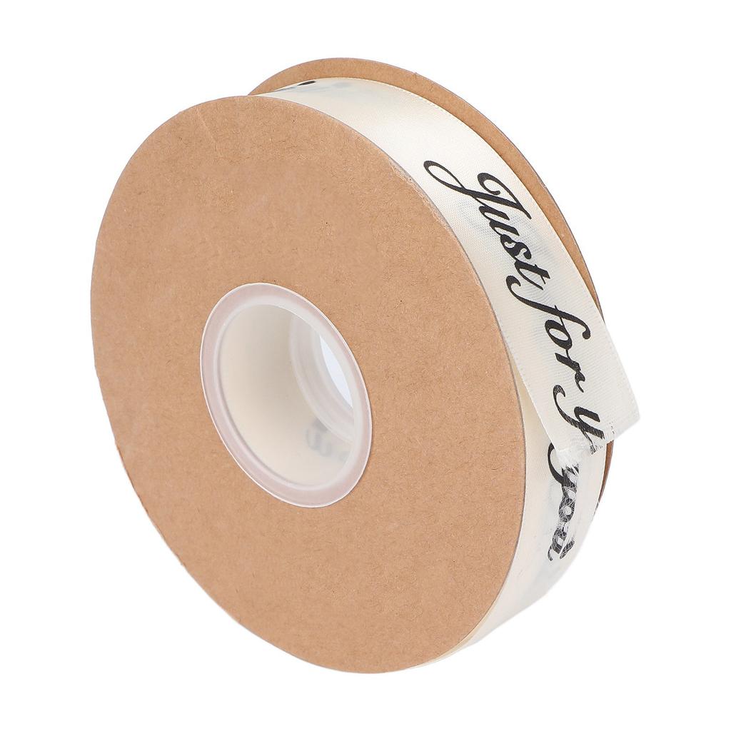 2,5 cm Satinbandrolle 45 yd Druck Nur für Dich Polyester für DIY Hochzeitsdekoration Geburtstagstorte Verpackung Beige