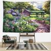 Cabin Forest Oil Painting Tapestry Wall Hanging Minimalist Art Bohemian Mysterious Hippie Tapitz Room Home Decor