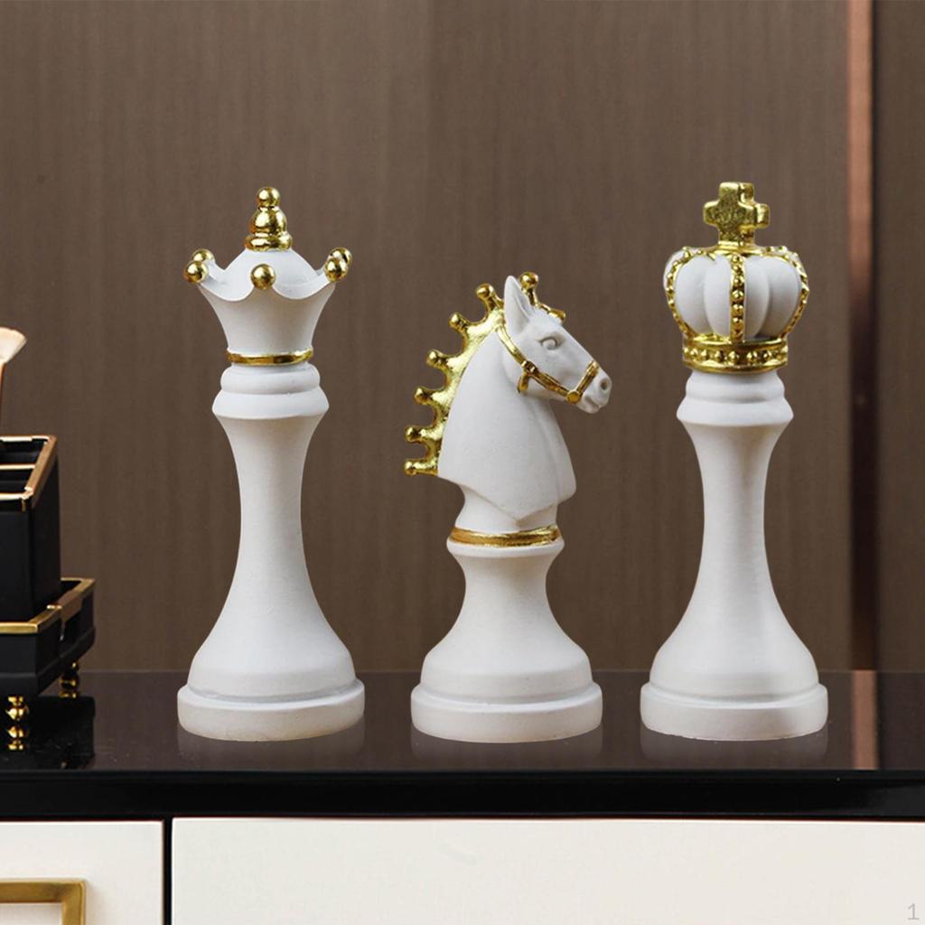 Chess Set Figurines - Trio of Elegant Pieces for Home Decor