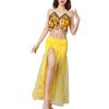 Dynamic Movement Belly Dance Outfit Glittering  Fringe Design Stage Show Ensemble Breathable Mesh Professional Wear