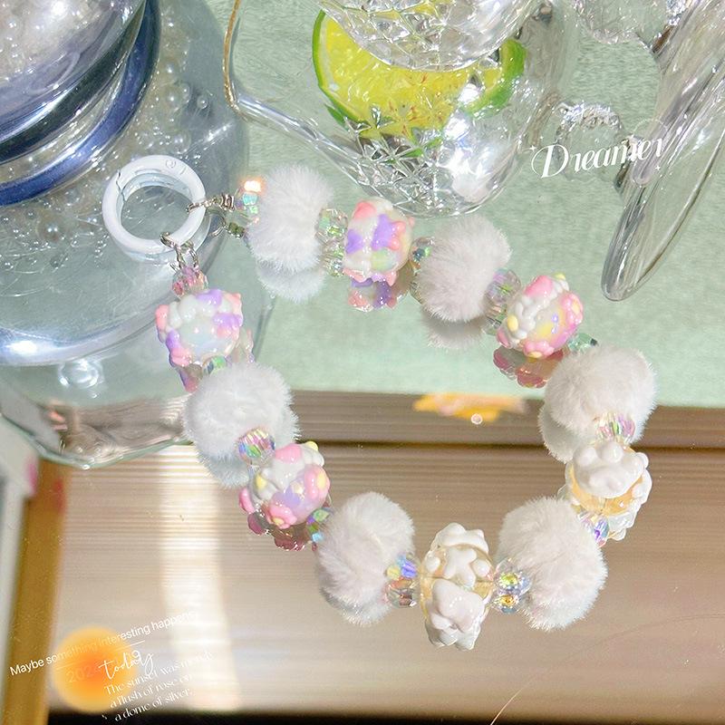 

Цепочка-подвеска для сумки, брелок, плюшевый шарм для телефона, веревка, новый шнурок для телефона белый