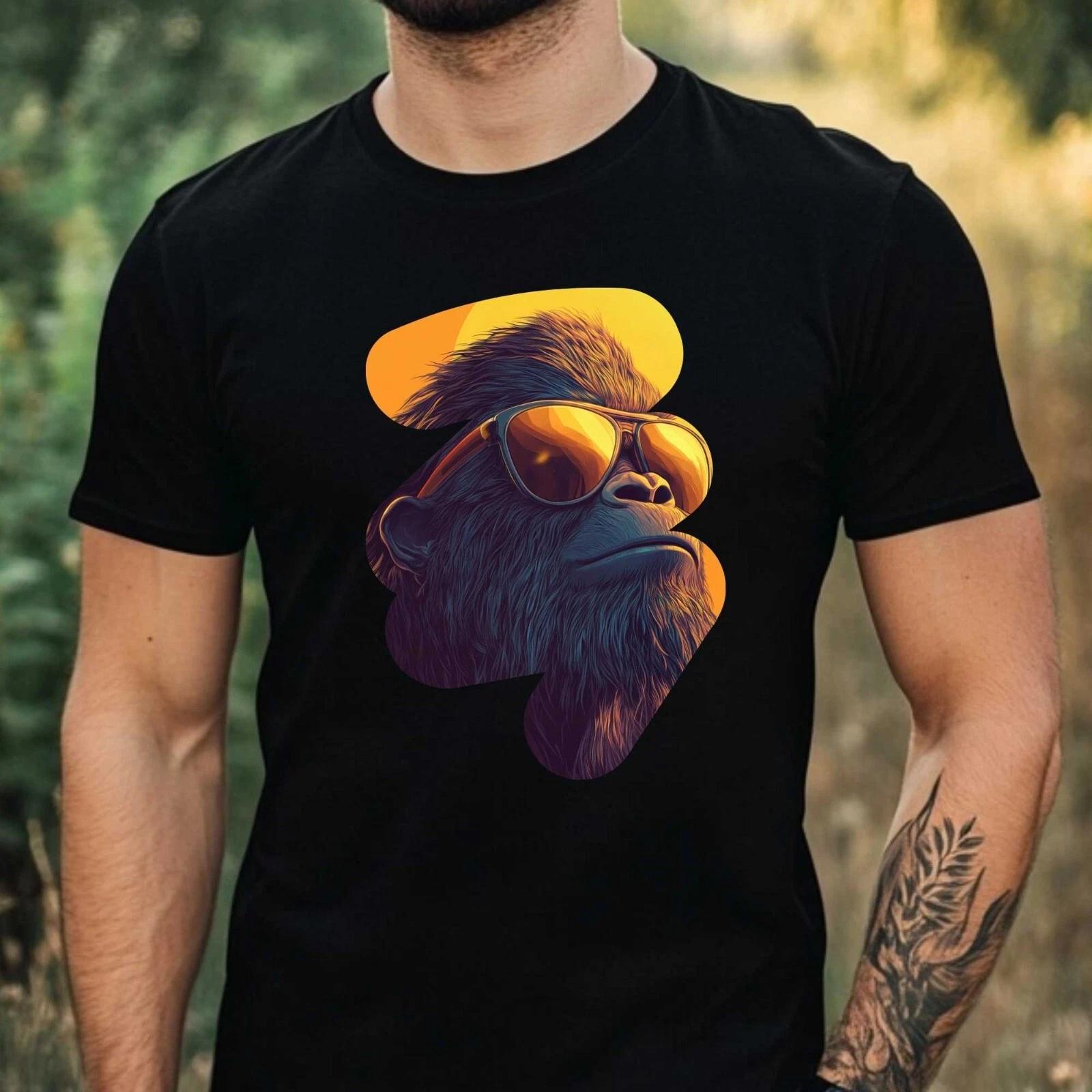 T-Shirt Herren Bigfoot mit Sonnenbrille Motiv Baumwolle Größe XS bis 5XL XS