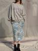 Sorry, Too Much Love Claude Sunrise Velvet Midi Skirt_Blue