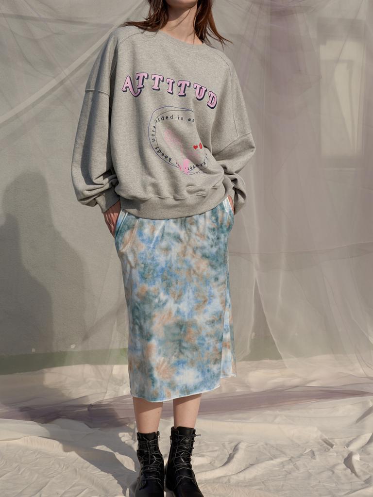 Sorry, Too Much Love Claude Sunrise Velvet Midi Skirt_Blue