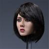1/6 Asian Beautiful Woman Head with Black Short Hair Carving Model Fits 12 Inch Action Figure Body
