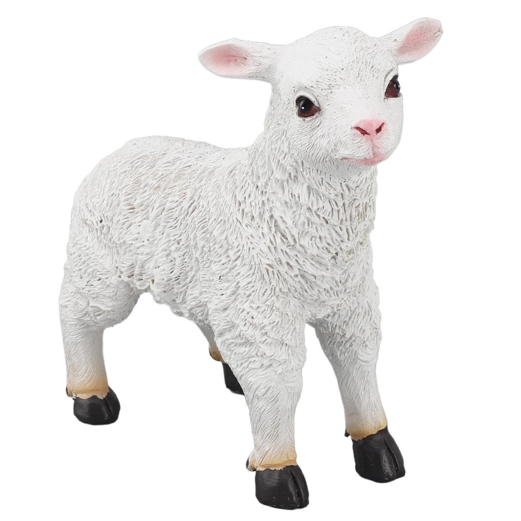 Schafstatue Handgefertigt Lebensechte Lammform Figur Harz Gartenskulptur für Innen- und Außendekoration