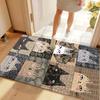 Cat Face Checkerboard Carpet Mat Rug Home Decoration Stylish Entryway Doormat with Cute Kitten Pattern Absorbent Floor Mat
