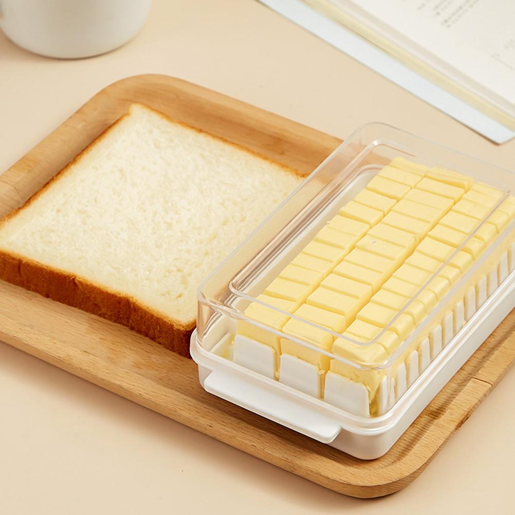 Smørskål med lokk for benkeplate Plast Smørbeholder og skjærespor for inndeling og oppbevaring