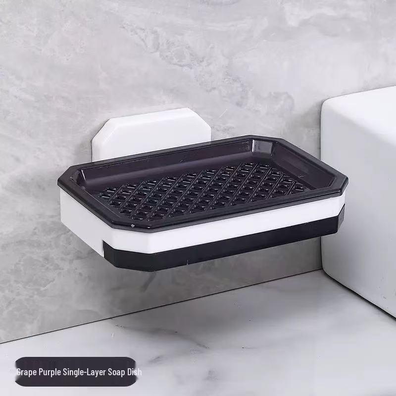 No-Drill Wall-Mounted Double-Layer Soap Dish with Suction Cups