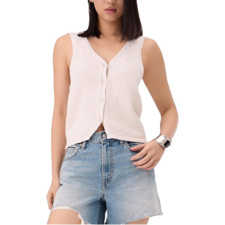 Levis Vintage Maglia Britannica Monocolore Larga Senza Maniche Gilet Top Donna 005AB-0000