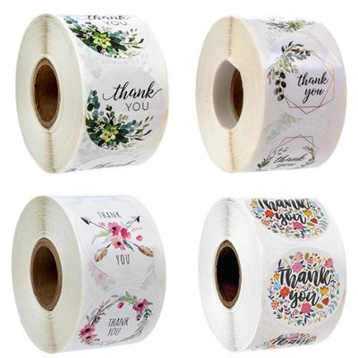 500x Květinová nálepka Děkuji Scrapbooking Pro utěsnění balíčku Štítek Vlastní nálepka