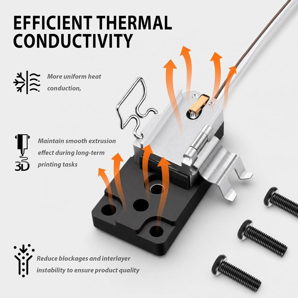 3D Hotend Heating Assembly for A1 & A1 Mini, Complete Hot End Kit with Integrated Ceramic Heater, Thermistor and Upgraded Heating Block, 3D