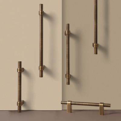 Dooroom Solid Brushed Brass Furniture Handles Modern Industrial Style Cupboard Wardrobe Dresser Shoe Drawer Cabinet Knobs