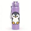 1PC Penguin Cartoon Pattern 750ml Color Plastic Sports Water Bottle Leakproof Flip Straw Lid Suitable for Sports Office Home Use