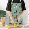 Animal Cartoon Dogs Printed Kitchen Aprons for Women Men Household Cleaning Pinafore Baking Accessories Linen Cooking Aprons