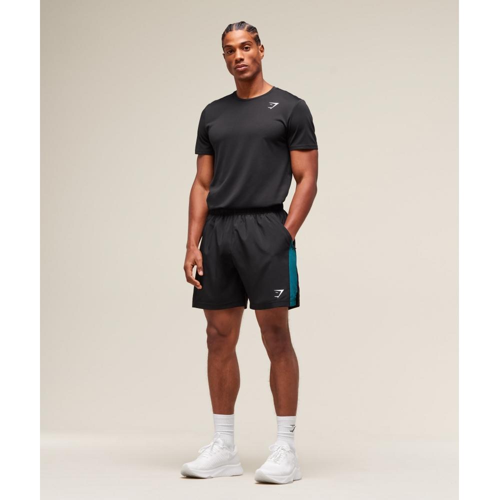 Gymshark Sport  7  Shorts Black Functional Teal A1b3l Bc2r