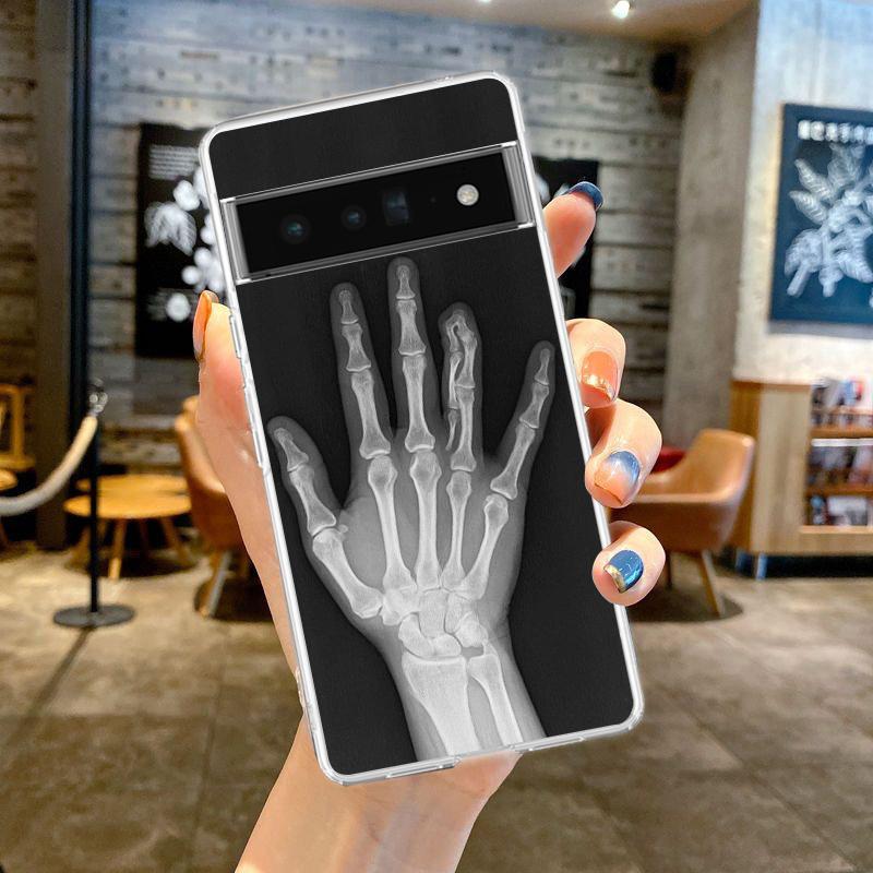 

Phone Case Cover for Google Pixel 9 8 7 6 5 4 4XL 7A 6A 5A 4A 3A Pro XL 5G Transparent Soft TPU Shell Autumu X Ray Hand Bones for Pixel 8