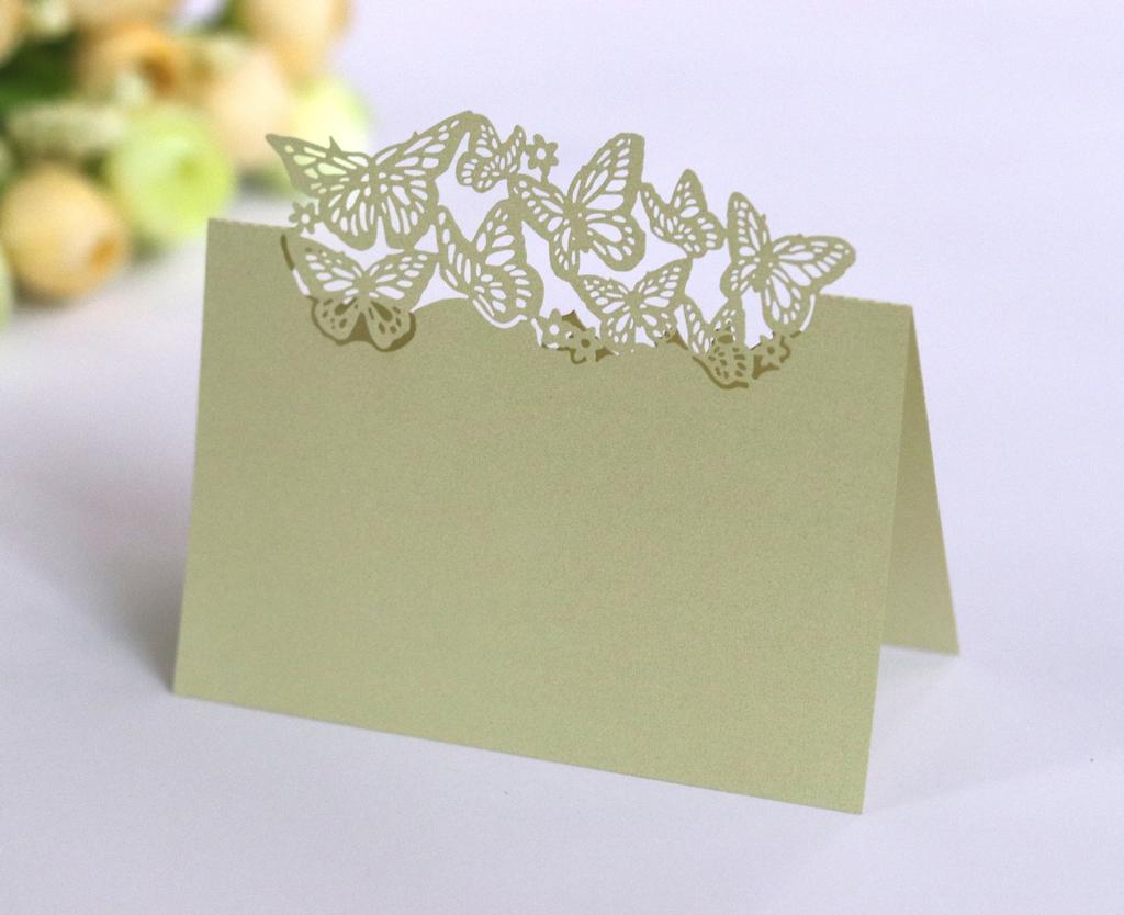 50pcs Seat Card Butterfly Hollow Heart Table Card Wedding Name Sign In Table Wholesale Table Numbers Wedding Thank You Cards