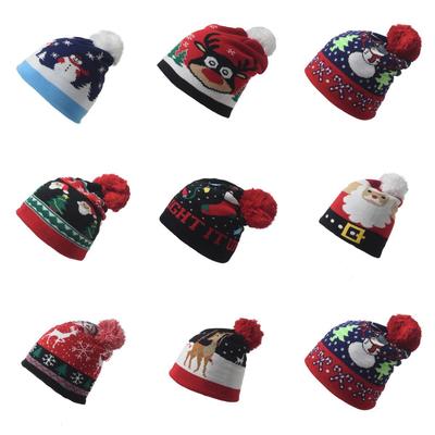 Cross-Border Fashion Knitted Hat: Woolen Christmas Hat for Men, Women, and Children - Perfect for Autumn, Winter Parties, or Festive Decorations.