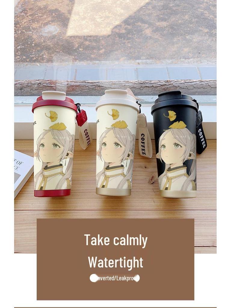 Frieren: Izolovaný hrnek s motivem Beyond Journey's End - Vysoká hodnota, Přenosný studentský hrnek na kávu a vodu