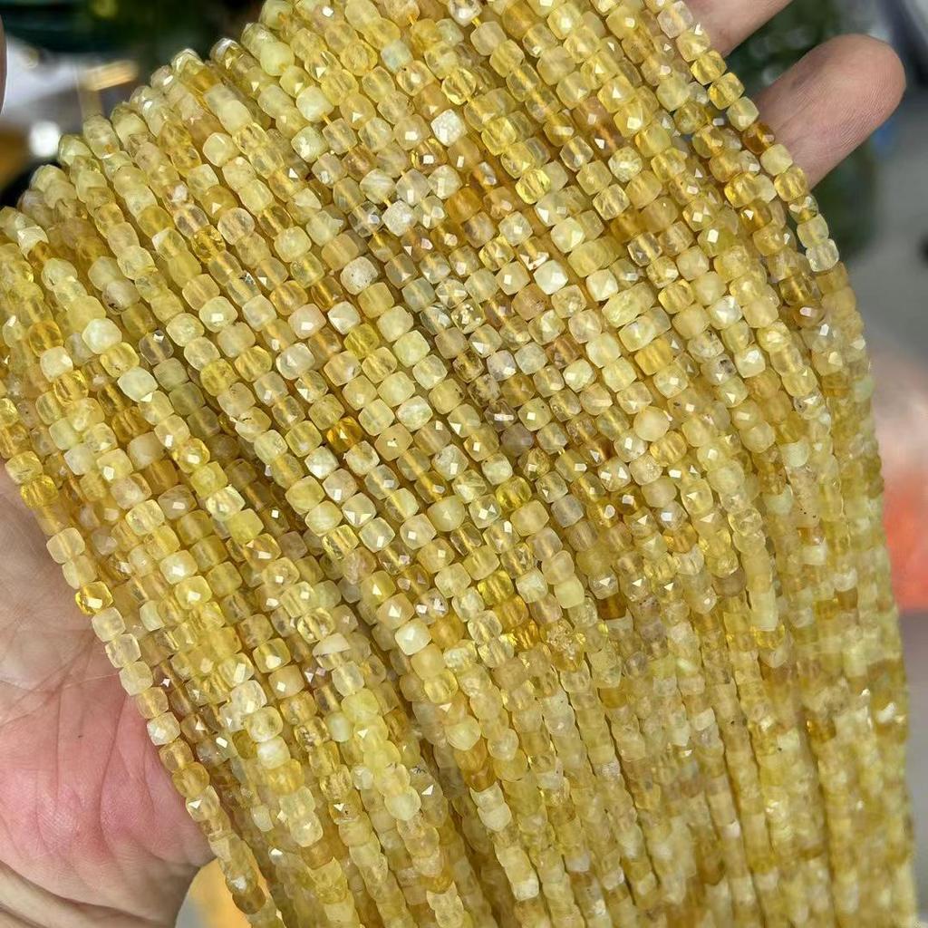 4x4mm Natural Stone Faceted Square Beads: Amethyst, Tourmaline, Garnet Jewelry Accessories