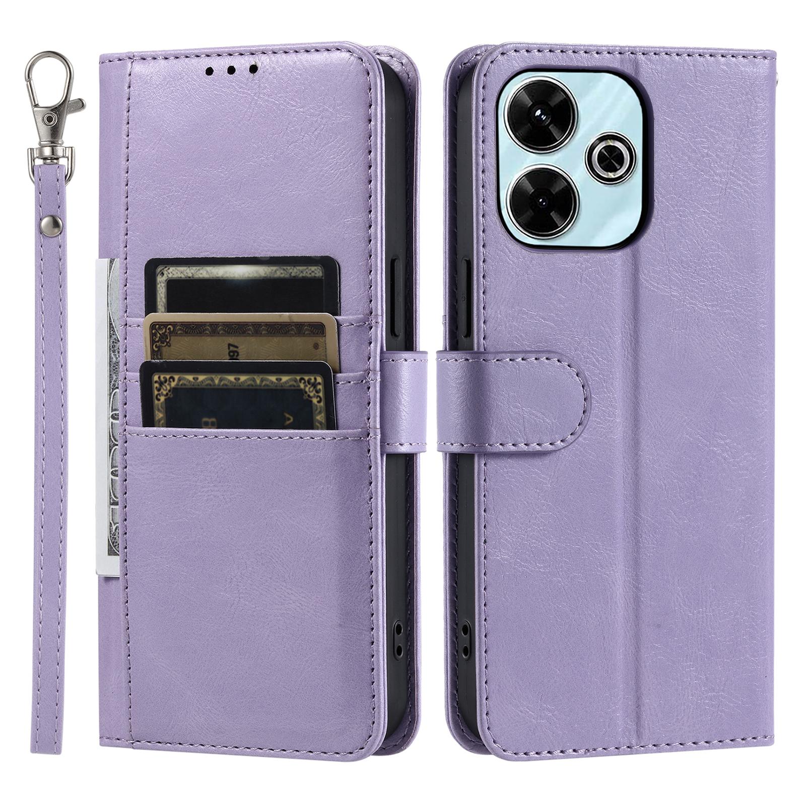 

013 Style For Xiaomi Redmi 13 5G/4G Case Anti-Fall PU Leather Phone Cover with 6 Card Slots Purple