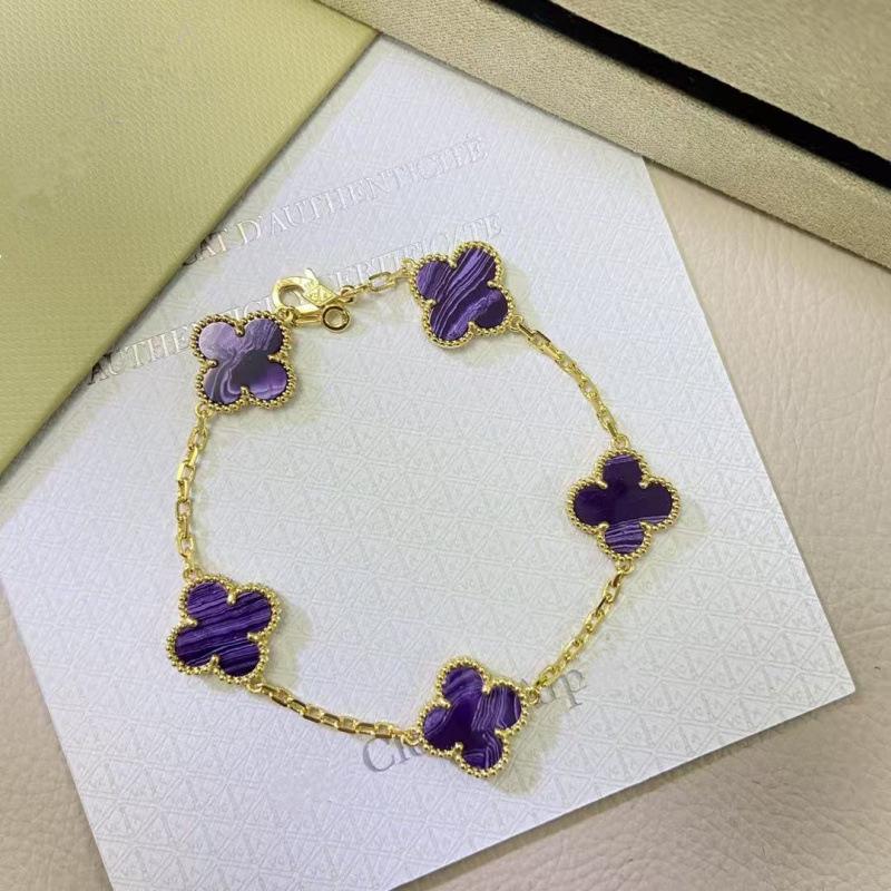 Exquisite Four-leaf Clover Bracelet for Women Five-flower Bracelet Double-sided Natural White Mother-of-pearl and Carnelian Bracelet
