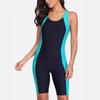 Women‘s One Piece Sports Swimwear Pro Sports Swimsuit Boyleg Beach Wear Colorblock