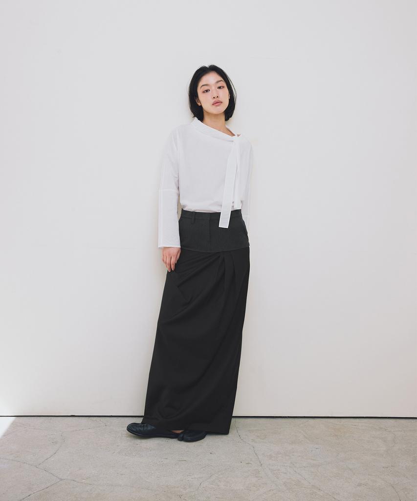 Loutaideu Drape Maxi Skirt [Grey]