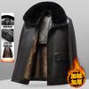 Middle-aged dad removable liner fleece thickened leather jacket medium and long winter men's warm jacket leather jacket