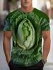 The Interesting Cabbage and Lettuce Pattern Summer 3D Printed Large-sized Men's T-shirt Is Suitable for Daily Wear