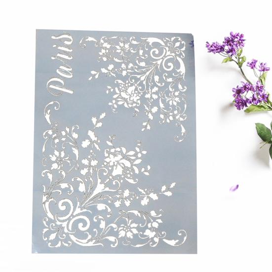 Stencil Reusable Alphabet Letter Design Hollow Floral DIY Layering Stencil for Wall