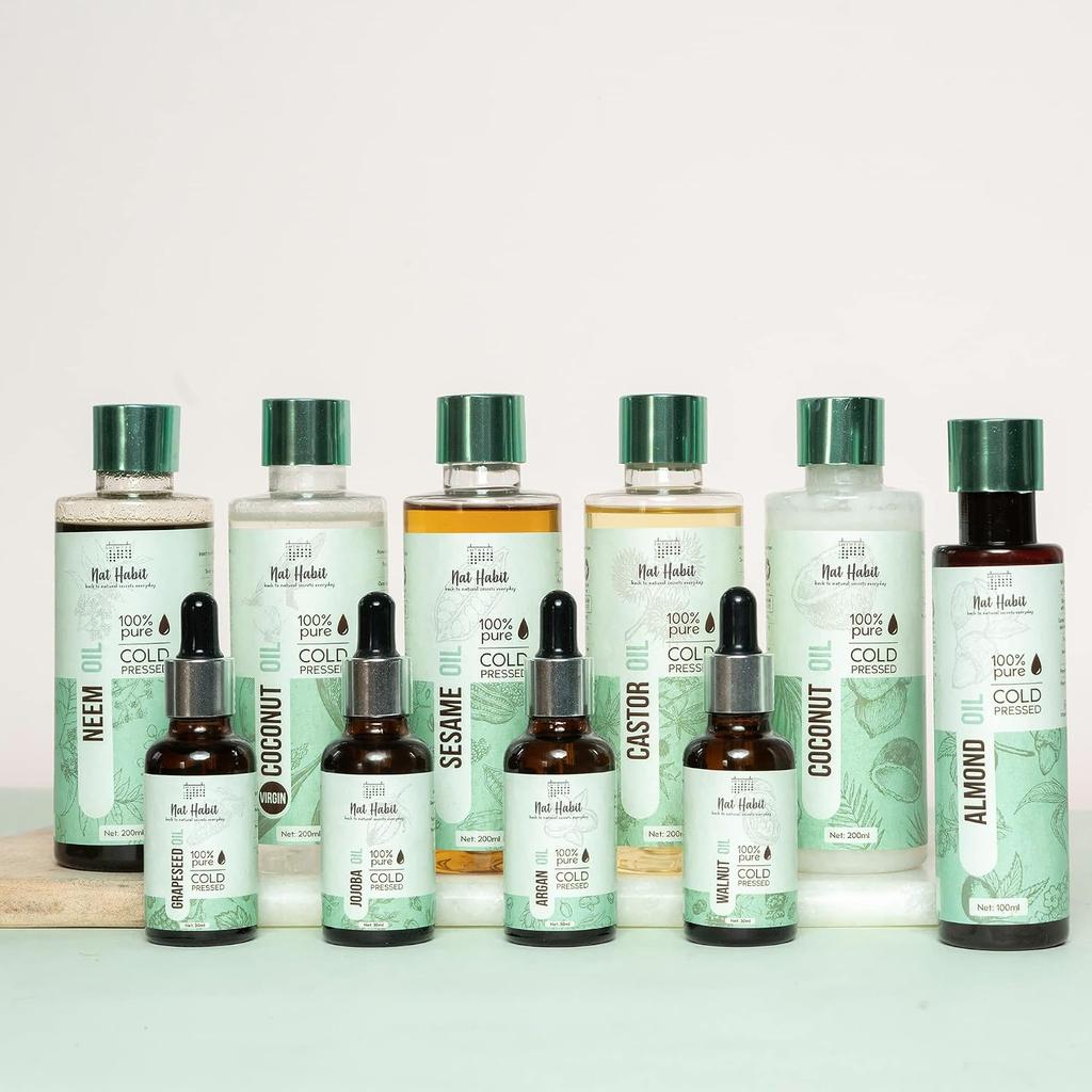 Nat Habit Cold Pressed Sweet Almond Oil Pure Natural Nourishing Face Body Skin Hair Care 100ml Bottle Daily Glow Essential