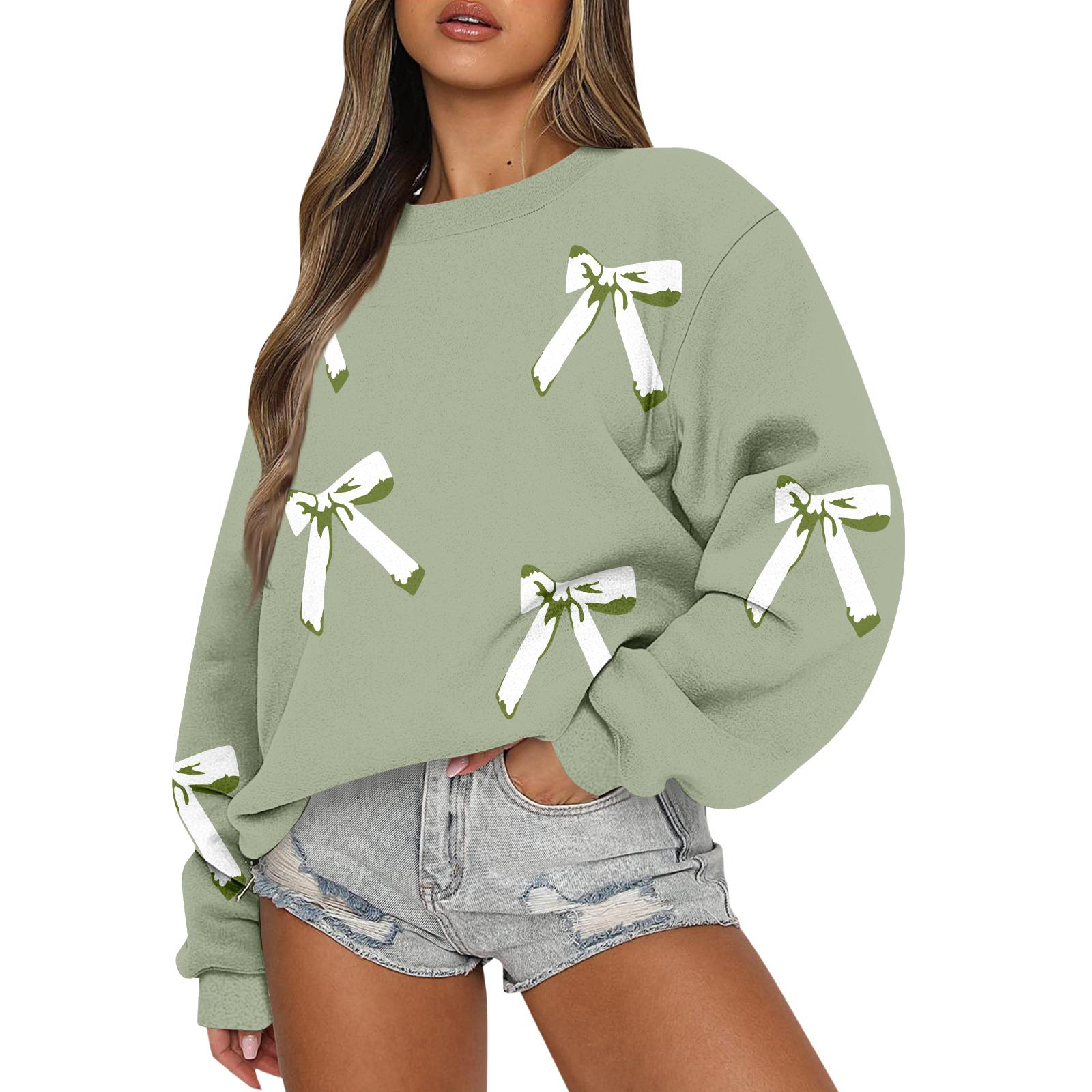 

Женские топы Женский свитшот с длинным рукавом Повседневный с круглым вырезом Свободного кроя Пуловер Флисовые топы M