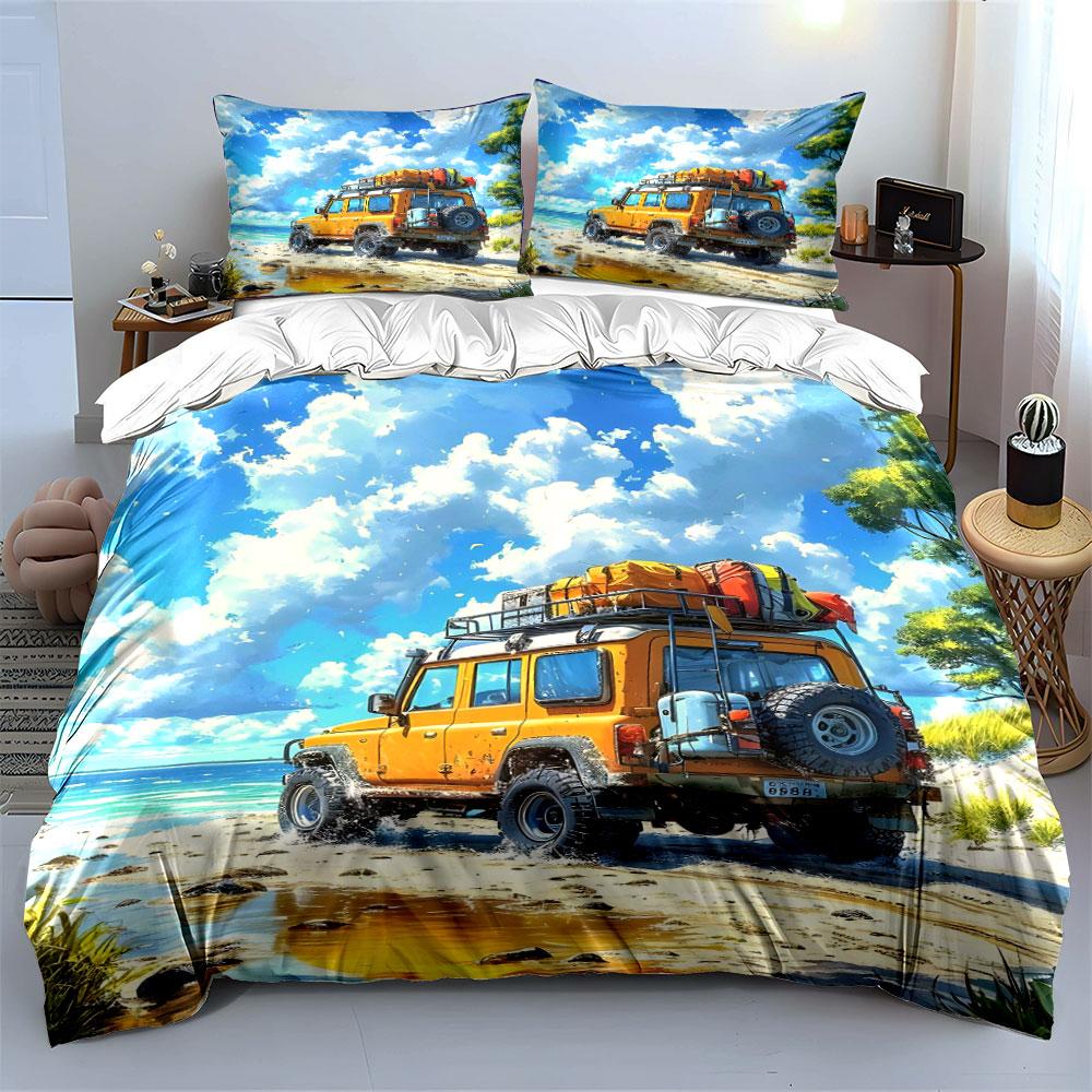 Yellow SUV with luggage. Bedding sets Duvet cover sets Duvet covers Pillowcases(1 * Duvet Cover 2 * Pillowcases without duvet insert)