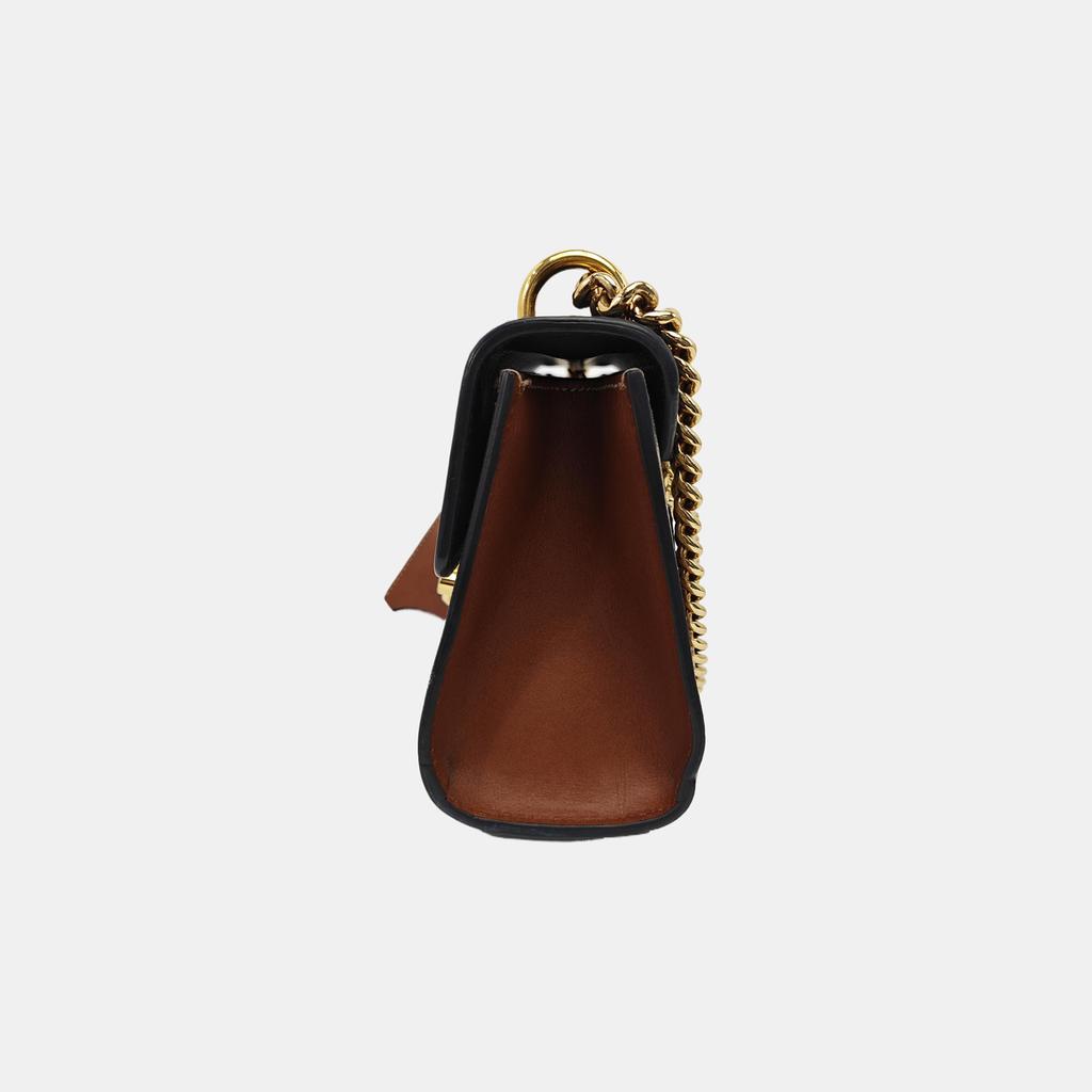 [Pre-Owned] Padlock Moonlight Treasure Box Series Metal Lock Logo Canvas And Leather Crossbody Bag Small - Very Good #1OOWI87