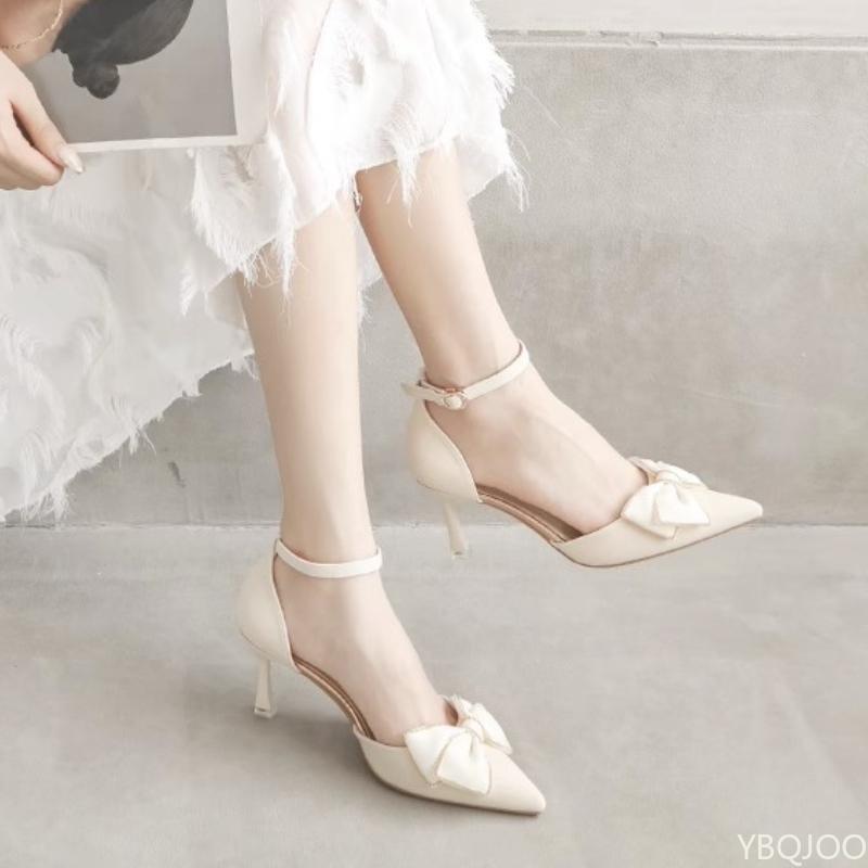 Mode Damen High Heels Party Knöchelriemen Sandalen Schleifendekoration Stiletto High Heels Braut Luxus High Heels Schlicht Bequem