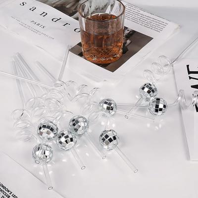 6 Stück Discokugel Spiegelkugel Strohhalm Disco Themenparty Dekoration Geschirr Bar Geburtstagsfeier Atmosphäre Stroh Dekoration