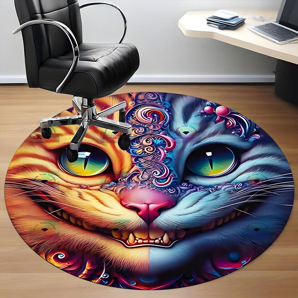 1pc Cat Artwork Office Round Area Rug, Indoor Mat Suitable For Office, Under Office Chairs Bedroom Living Room Home Decor, Room Deco