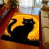 1PC Black cat with orange background Print Carpet Rug for Living Room Bedroom Sofa Doormat Home Decor Non-slip Floor Mat