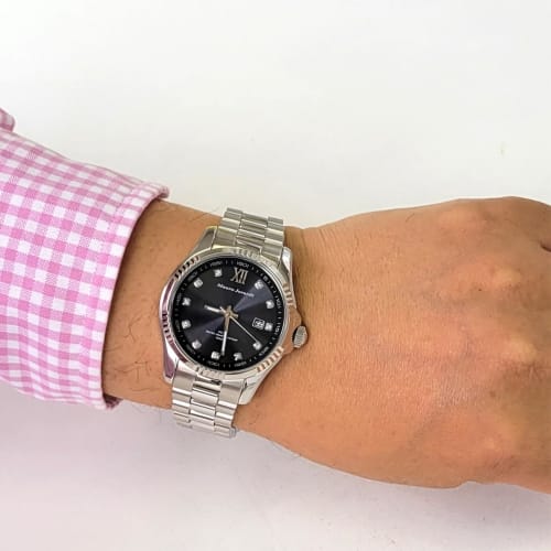 Mauro Geraldi Solar Watch, All Stainless Steel, 10 ATM Water Resistant, Calendar, Zirconia, MJ037 (MJ037-4/Silver)