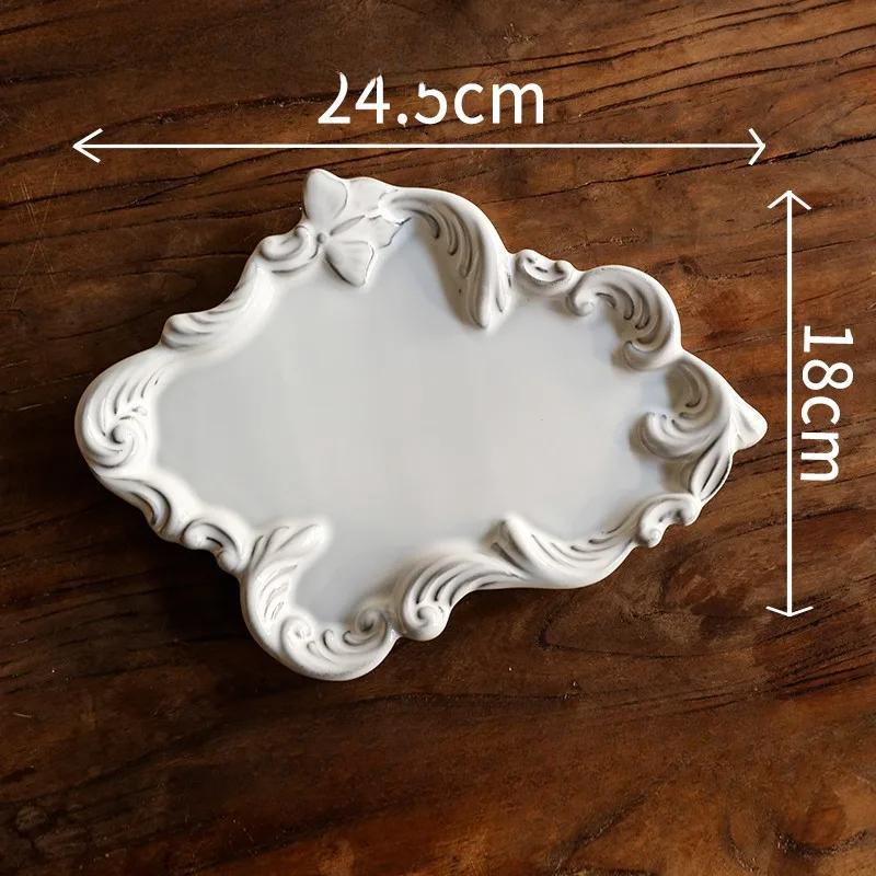 

Креативная керамическая тарелка в корейском стиле, рельефная фарфоровая посуда для ужина, тарелки для торта, десерта, закусок, фруктов, кухонные принадлежности