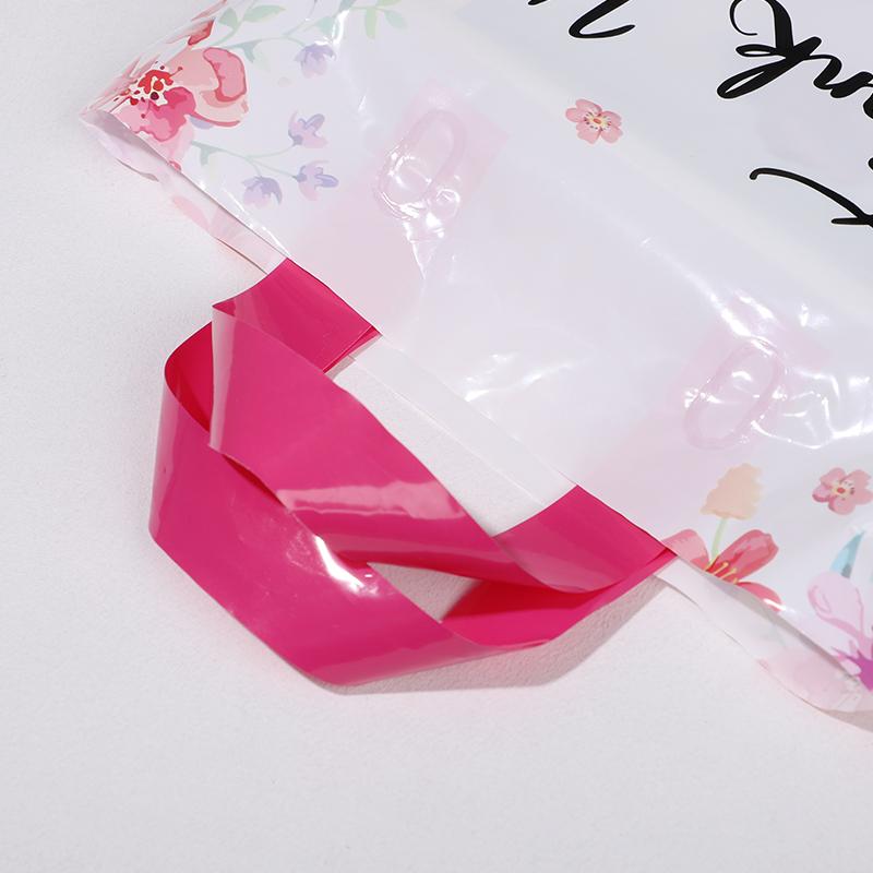 10pcs Flowers Thank You Gift Bag Plastic Tote Bags for Wedding Birthday Party Decoration Thanksgiving Christmas Gift Packaging
