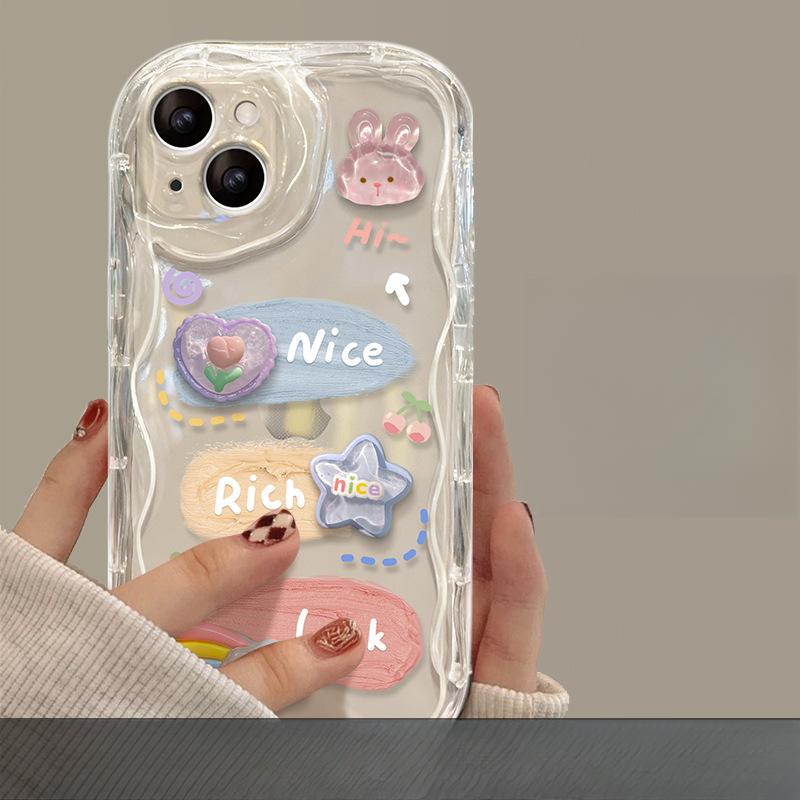 Ins Cute Graffiti Rabbit Suitable for Huawei P60 Mobile Phone Case Nova11/10 Honor 90/80/70 Bracelet for Women