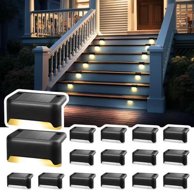 GIGALUMI Solar Lights Outdoor Stair Lights LED Solar Deck Lights Garden Lights IP67 Waterproof Fence Lights Outdoor Lights Terrace Lights Solar Chargi