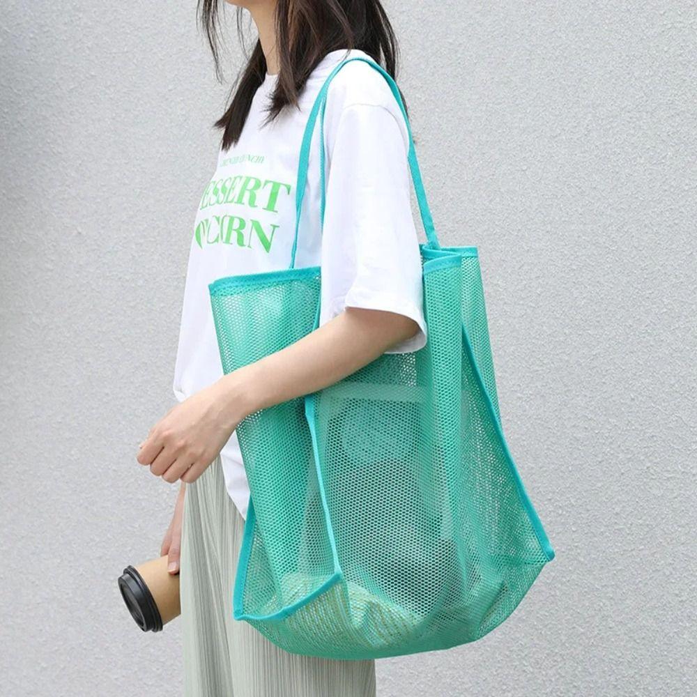 

Легка прозора сітчаста сумка Модна потовщена сітчаста сумка для покупок Нова пляжна сумка dark green-style1