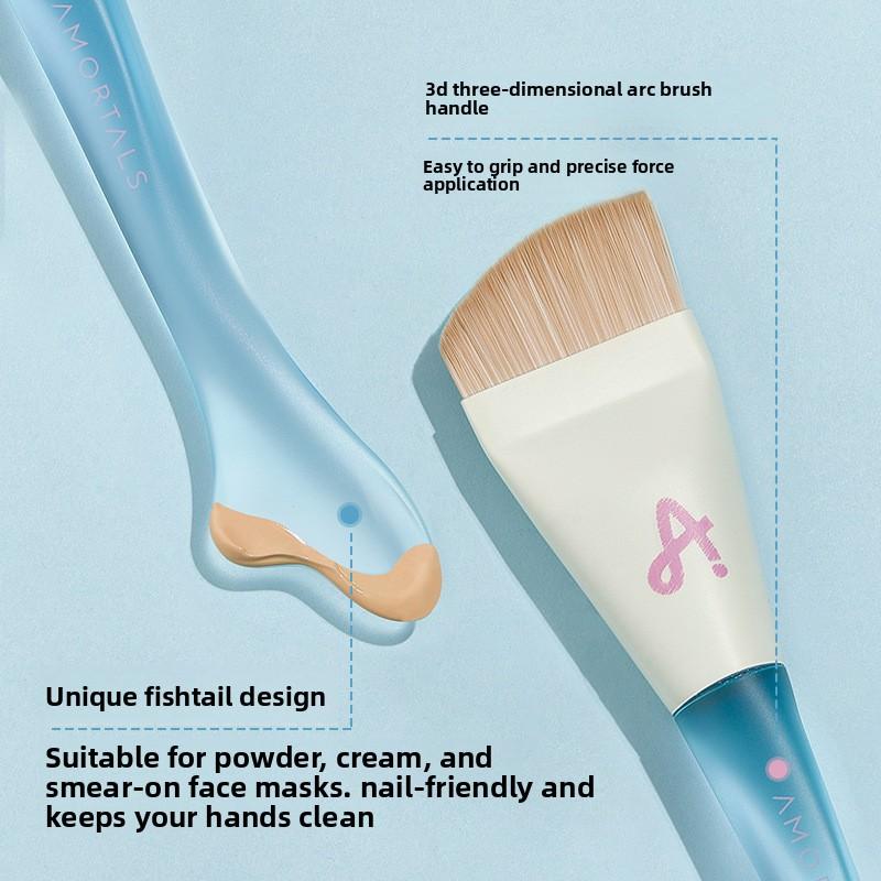 Fish Tail Thin Arc Straight Line Foundation Make-up Brush Flat Blade Non Marking Liquid Foundation Makeup Brush