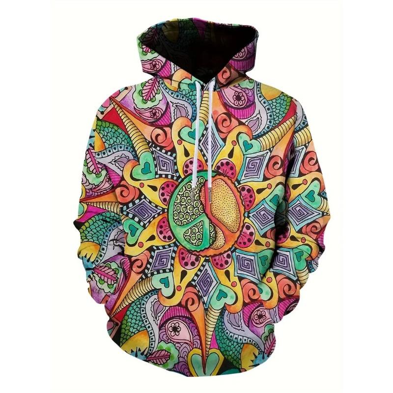 Autumn 3D Graffiti  Abstract Art Pattern Printed Hoodies Fashionable Casual Sports Long Sleeved Men's Hooded Sweatshirts