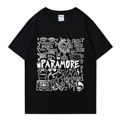 Rocková kapela Paramore Doodle Art Tour Vintage Album 2024 Trička Muži Ženy vintage tričko s krátkým rukávem Unisex Čistá bavlna Vrcholy