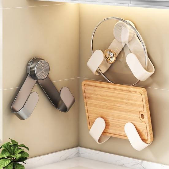 1/2Pcs Suction Cup Pot Lid Stand Holder Wall-Mounted Rotating Design Easy Installation Pot Lid Holder Kitchen Organizer